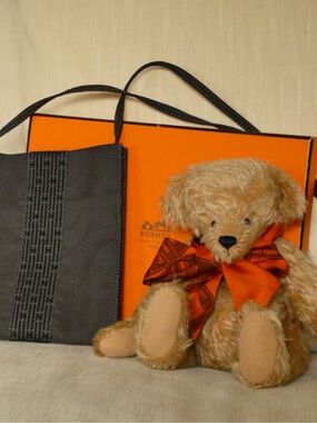 Hermès Orange Ribbon Teddy Bear with Orange Box